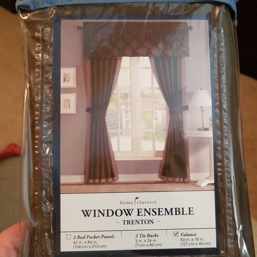 NEW NEVER USED CHOCOLATE VALANCES.